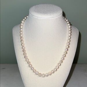 Elegant Freshwater Pearl Necklace 16 1/2” with Sterling Silver Clasp